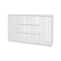 Komoda AVEN 120 cm - biały połysk - z 2 szafkami i 3 szufladami