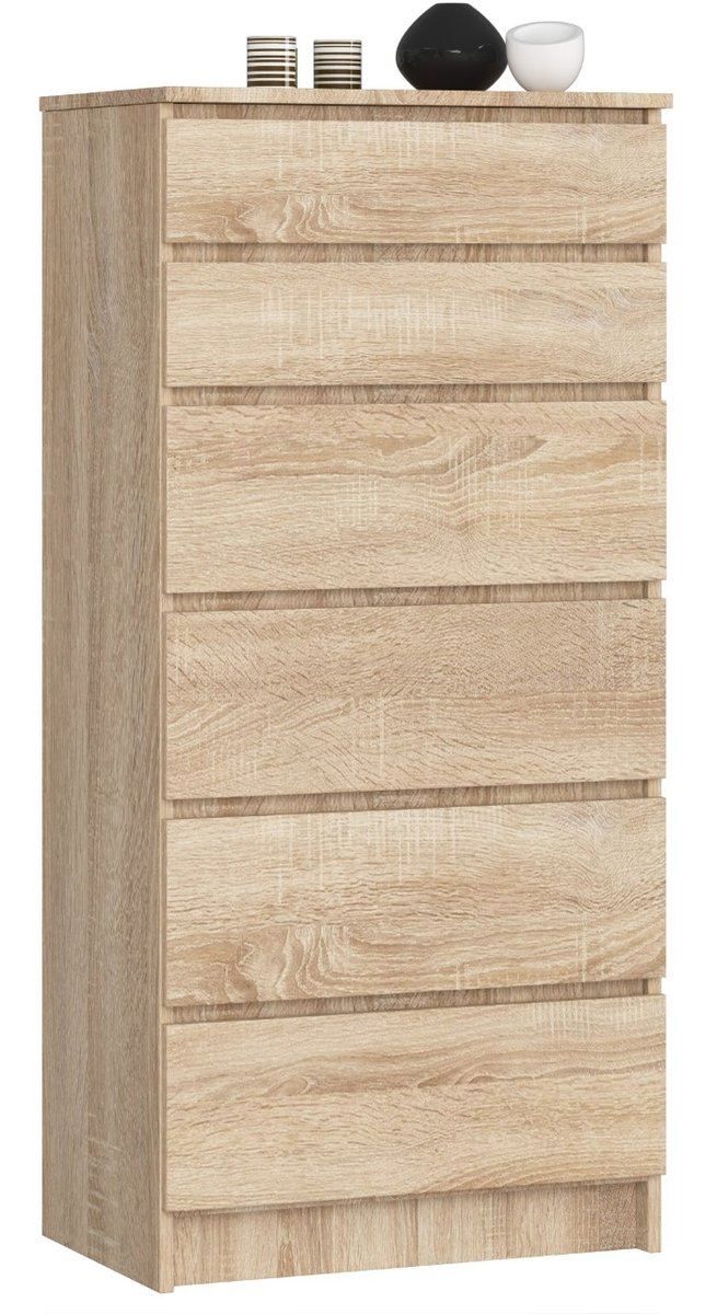 Komoda do salonu wysoka K 60 cm 6 szuflad - Dąb Sonoma