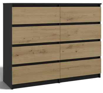 Komoda Malwa M8 120 Antracyt Dąb Artisan Szafka 8 Szuflad 120 Cm Do Salonu Topeshop - Topeshop
