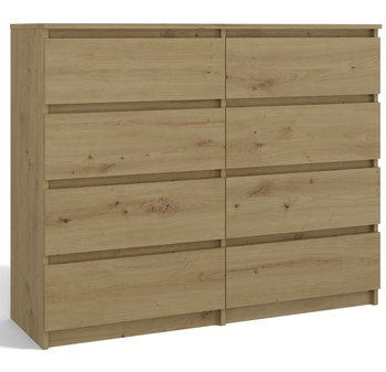 Komoda Malwa M8 120 Dąb Artisan Szafka 8 Szuflad 120 Cm Do Salonu Topeshop - Topeshop