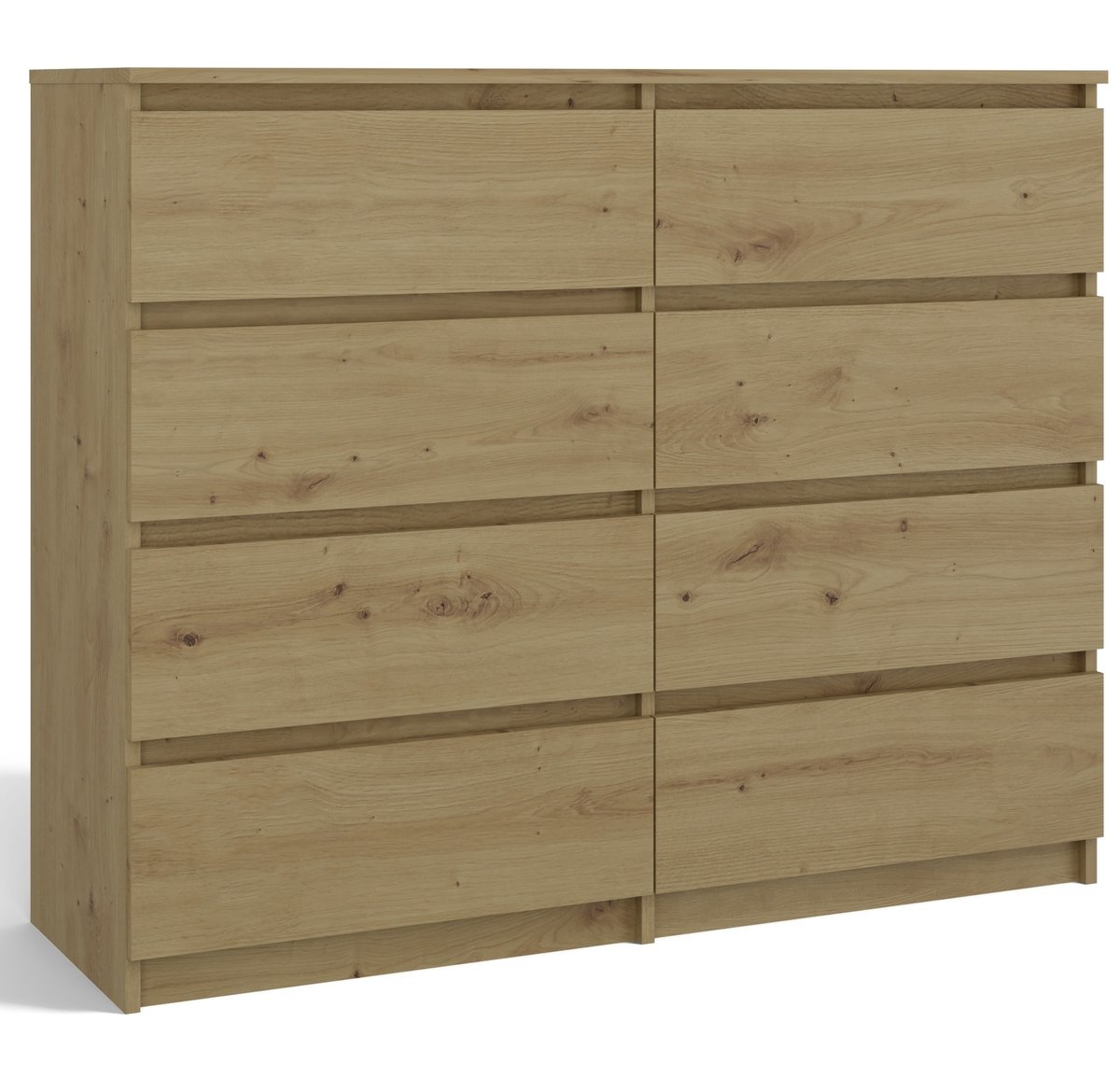 Komoda Malwa M8 120 Dąb Artisan Szafka 8 Szuflad 120 Cm Do Salonu Topeshop