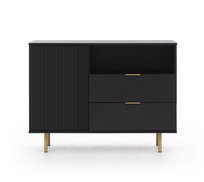 Komoda NUBIA NB-01 w Stylu LOFT 2 Szuflady 1 Drzwiczki Szerokość 107 cm Czarny mat