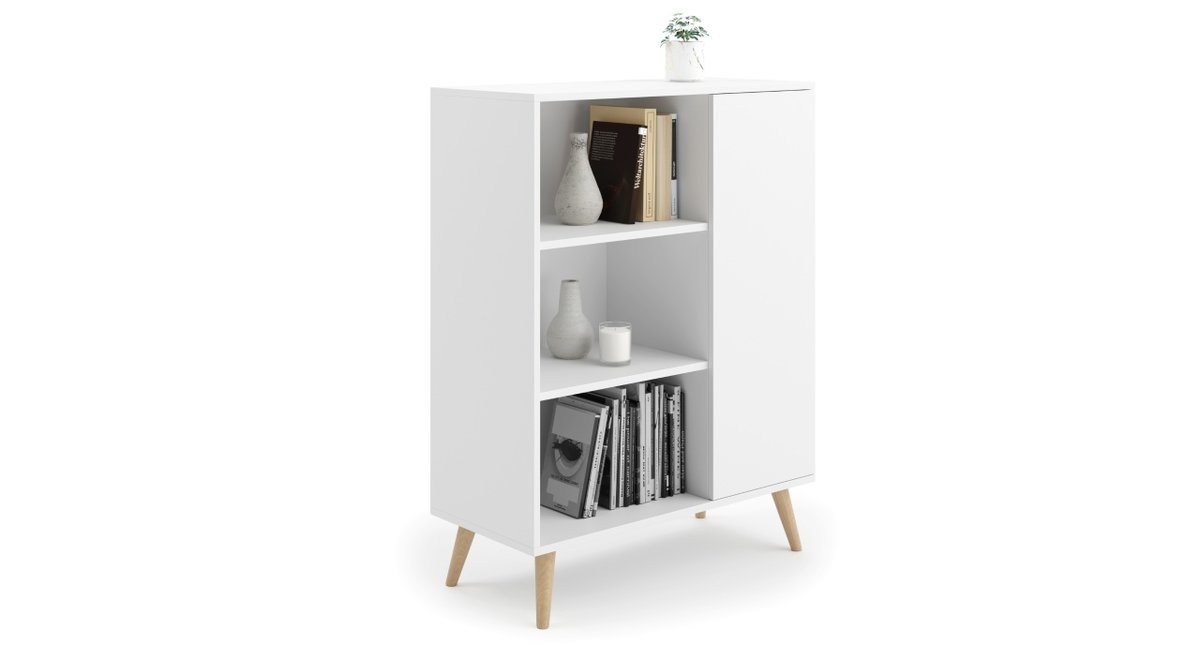Komoda regał szafka biała FONDI 90x40x116 styl skandynawski