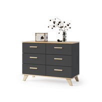 Komoda Scandi 100 cm 6 szuflad  GRAFIT WOTAN