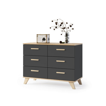 Komoda Scandi 100 cm 6 szuflad  GRAFIT WOTAN - Concordia