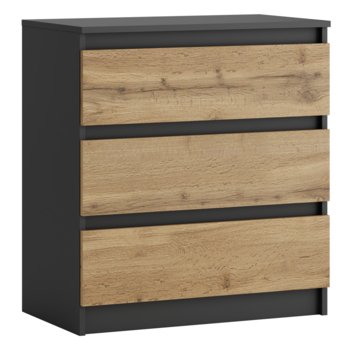 Komoda Szafka Antracyt Dąb Wotan 3 Szuflady Nowoczesna Do Salonu Sypialni - PUVEROMEBLE