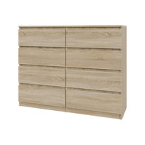 Komoda szafka AVEN 120 cm - dąb sonoma - 8 szuflad - przedpokój, sypialnia, salon