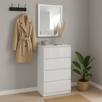 Komoda szafka AVEN 50 cm - biała lakierowana - 4 szuflady - salon, sypialnia