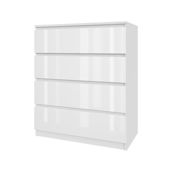 Komoda szafka AVEN 80 cm - biała lakierowana - 4 szuflady - salon, sypialnia - Adams Group