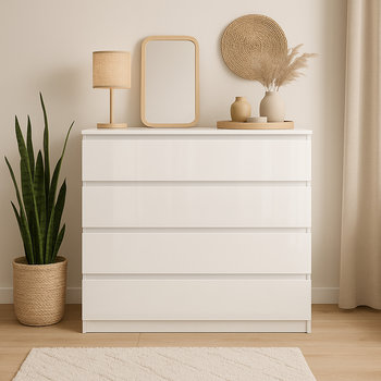 Komoda szafka AVEN 90 cm - biały lakier - 4 szuflady - przedpokój, sypialnia - Adams Group