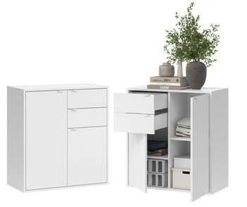 Komoda Szafka Biała Z Dwoma Drzwiami I Dwiema Szufladami Luna 2D2S - Sara Meble