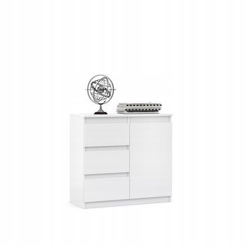 Komoda Szafka Duża Pojemna Rtv Szuflady Drzwi Biała Natalia 80 Cm - Concordia