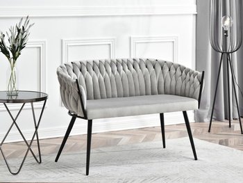 Kompaktowa Sofa Glamour Rosa Szara Metaliczna Zaplatana - MEBEL-PARTNER