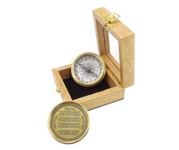 Kompas mosiężny w pudełku drewnianym C-57 - UPOMINKARNIA