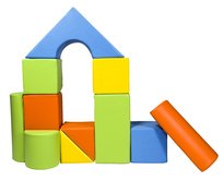 komplet 11 dużych klocków piankowych do zabawy,żłobków,przedszkoli (żółty, zielony, pomarańczowy, jasny niebieski)