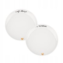 Komplet 2 Porcelanowych Talerzy Złote Serce