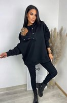 Komplet 3 częściowy Dresowy: Bluza Oversize, Top Legginsy Prążkowane Wygoda ASZMI STYLE