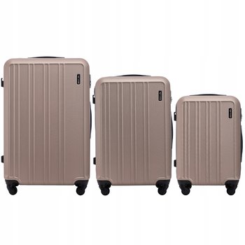 KOMPLET 3 WALIZEK PODRÓŻNYCH na 4 kółkach TWARDY BAGAŻ PODRĘCZNY ABS WINGS - Wings