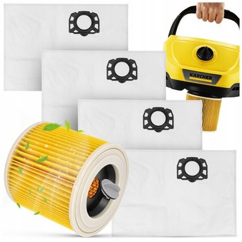 KOMPLET 4x WORKI FILTR POWIETRZA DO ODKURZACZA PRZEMYSŁOWEGO KARCHER WD3 - Filterlux