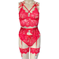  Komplet 5 Części Bielizna Damska Stanik Koronka Top Figi