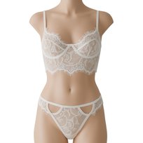 Komplet Bielizna Biustonosz Koronka Sexy Stanik Majtki Biała