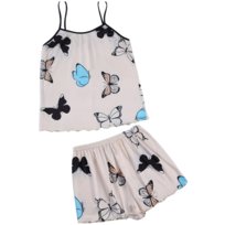 Komplet Bielizna Damska Koszulka Nocna Majtki Zestaw Bielizny Kolor Beżowy