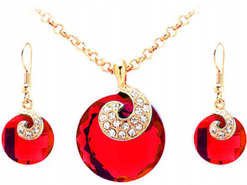 Komplet biżuterii czerwone cyrkonie księżyc - Lovrin