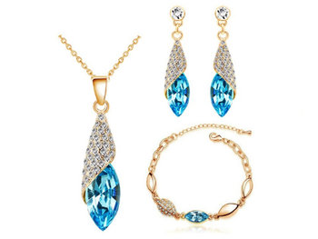 Komplet biżuterii migdały z błękitnymi cyrkoniami - Lovrin