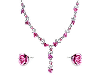 Komplet Biżuterii Różowe Róże Kolia - Lovrin
