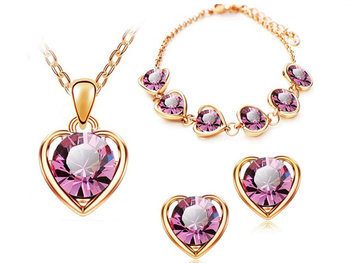 Komplet Biżuterii Różowe Serduszka Serca - Lovrin