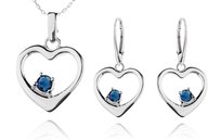 Komplet Biżuterii Serca Z Granatowymi Cyrkoniami