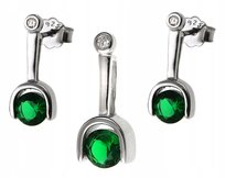 Komplet biżuterii srebrnej 925 z zielonymi cyrkoniami kryształki prezent