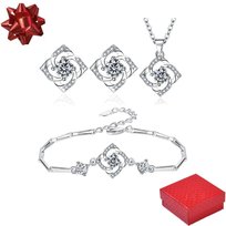 komplet biżuterii srebrnej 925 Zestaw biżuterii damskiej prezent Pudełko