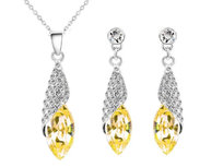 Komplet biżuterii szampańskie łezki eleganckie żółte krople na prezent