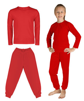 Komplet bluzka i spodnie dla dzieci czerwony na mikołajki do przedszkola 140 - Inna marka