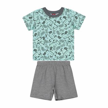 Komplet chłopięcy T-shirt Szorty zielono-szary/Bee Loop