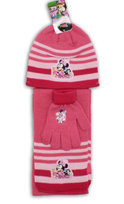 Komplet Czapka Szalik Rękawiczki Minnie Jasny Róż