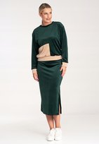 Komplet dresowy damski welurowy | spodnica dresowa z bluza | Zielony r. L FIGL