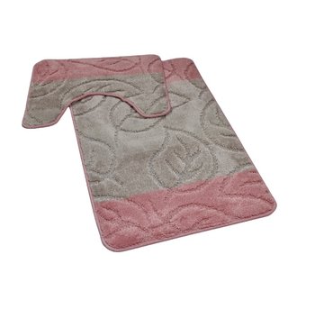 Komplet dywaników łazienkowych 2szt Listki 2 pudrowy róż - Inny producent