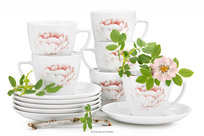 Komplet filiżanek dla 6 osób porcelana Piwonia (12el.) BOSS PIWONIA Konsimo