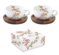 Komplet filiżanek z drewnianymi spodeczkami PPD Sakura, 120 ml, 2 szt.