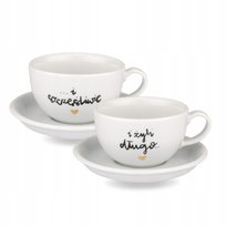 Komplet filiżanek z porcelany 250 ml ze spodkami – Elegancki Złoty Wzór