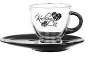 Komplet Filiżanka ze spodkiem "KOCHAM CIĘ", czarna, 200 ml Pigmejka
