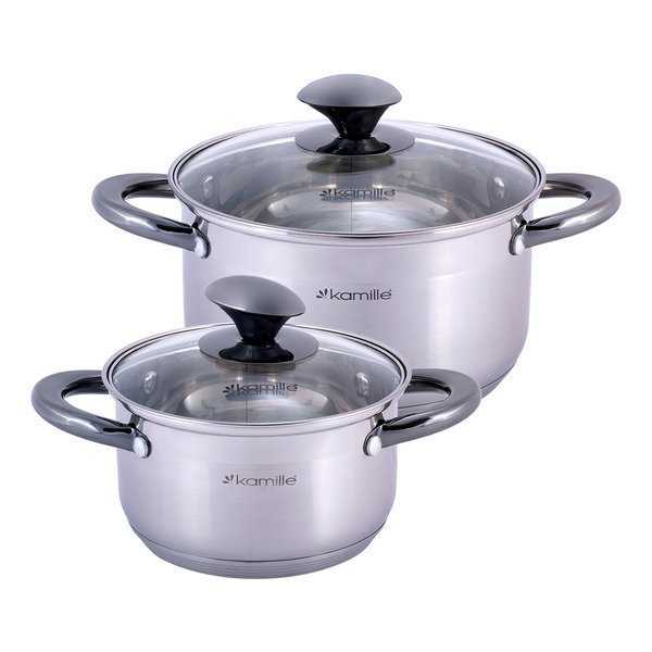 Komplet garnków KAMILLE, srebrny, 4 elementowy
