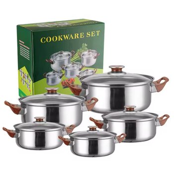 Komplet Garnków Stalowych Iz Pokrywkami 10 Elementów Zestaw - brak danych