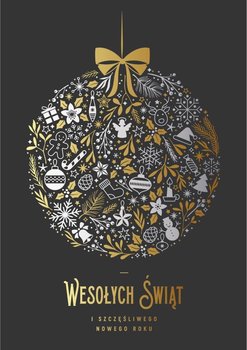 Komplet kartek Boże Narodzenie 5 szt, Złote napisy, Art Nuvo - Art Nuvo