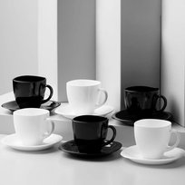 Komplet kawowy Carine White &amp; Black 220 ml 12-elementowy LUMINARC Luminarc