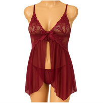  Komplet Koronkowa Bielizna Damska Koszulka Nocna Koronka + Stringi