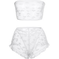 Komplet Koronkowy Zestaw Bielizna Damska Stanik Koronka Top Majtki Białe