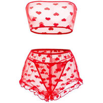 Komplet Koronkowy Zestaw Bielizna Damska Stanik Koronka Top Majtki Kolor Czerwony